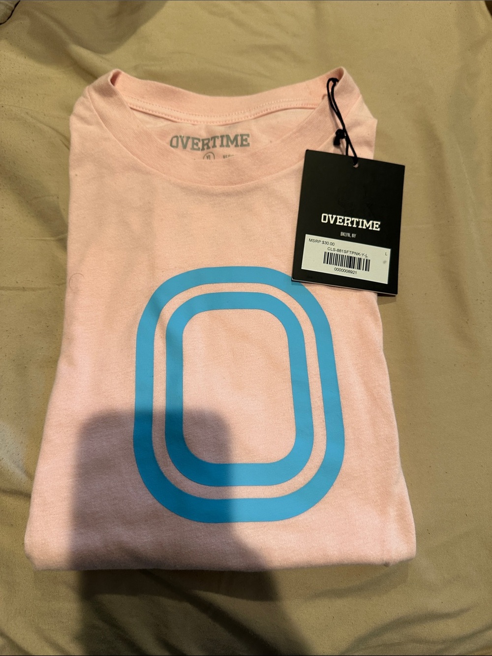 Overtime Kids' Pink Short Sleeve Tee with Blue Graphic